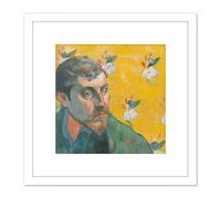 Artery8 Paul Gauguin Self Portrait Les Miserables Cropped 8X8 Inch Square Wooden Framed Wall Art Print Picture with Mount in White Artery8 White