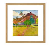 Artery8 Paul Gauguin Tahitian Landscape Cropped 8X8 Inch Square Wooden Framed Wall Art Print Picture with Mount in Light Oak Artery8 Light Oak