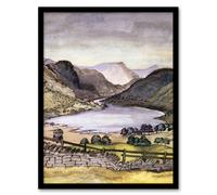 Artery8 Paul Nash Framed Wall Art Print Thirlmere Watercolour Landscape | Size: A3 Artery8 Multicolor A3