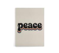 Artery8 Peace Colourful Retro Rainbow Font Typography Canvas Wall Art Print in Beige | Size: W12" x H16" Artery8 Beige W12" x H16"