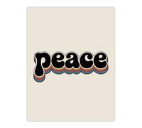 Artery8 Peace Colourful Retro Rainbow Font Typography Wall Art Print in Beige | Size: W12" x H16" Artery8 Beige W12" x H16"