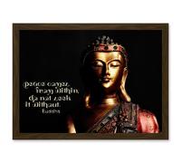 Peace Comes From Within Buddha Statue Uplifting Quote Artwork Framed Wall Art Print A4 Artery8 Brown One Size