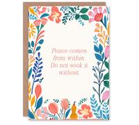 Artery8 Spiritual Birthday Card Peace Comes From Within Buddhist Quote Floral Blank Card For Him Or Her