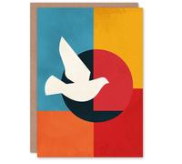 Artery8 Peace Dove Sun Abstract Geometric Bauhaus Design Blank For Him Or Her Art Thank You Card