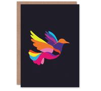 Artery8 Peace Love Dove in Flight Graphic Colourful Blank For Him Or Her Art Birthday Card