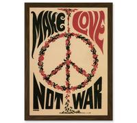 Artery8 Peace Make Love Not War Hippy Poster Artwork Framed Wall Art Print A4 in Brown Artery8 Brown