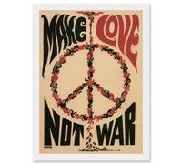 Artery8 Peace Make Love Not War Hippy Poster Artwork Framed Wall Art Print A4 in White Artery8 White