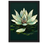 Doppelganger33 LTD Peaceful Elegant Water Lily Modern Tranquil Artwork Framed Wall Art Print A4