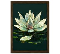 Doppelganger33 LTD Peaceful Elegant Water Lily Modern Tranquil Artwork Framed Wall Art Print A4