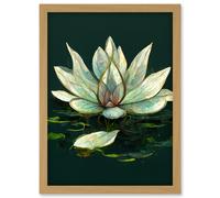 Doppelganger33 LTD Peaceful Elegant Water Lily Modern Tranquil Artwork Framed Wall Art Print A4