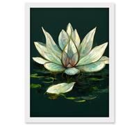 Doppelganger33 LTD Peaceful Elegant Water Lily Modern Tranquil Artwork Framed Wall Art Print A4