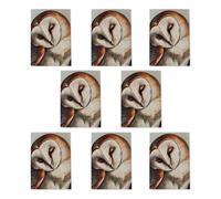 Artery8 Peaceful Owl Portrait Calm Magical Bird Animal Art Cards Pack of 8, A6 in Brown | Size: 8 pack Artery8 Brown 8 pack