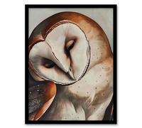 Artery8 Peaceful Owl Portrait Calm Magical Bird Animal Framed Art Print in Brown | Size: W12" x H16" Artery8 Brown W12" x H16"