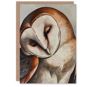 Artery8 Peaceful Owl Portrait Calm Magical Bird Animal Greeting Card Birthday in Brown Artery8 Brown
