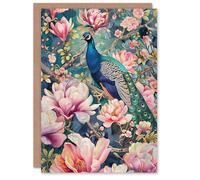 Artery8 Peacock Bird Cherry Blossom Flower Tree Design Greeting Birthday Card Him Her All Blank