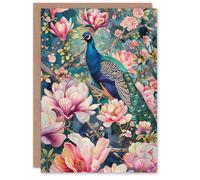 Artery8 Peacock Bird Cherry Blossom Flower Tree Design Greeting Birthday Card Him Her All Blank