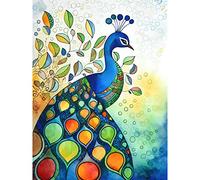 Artery8 Peacock Bird Folk Art Watercolour Painting Large Wall Art Poster Print Thick Paper 18X24 Inch