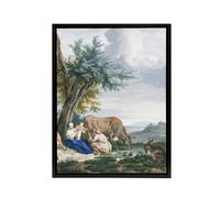 Artery8 Peasant Family & cattle Landscape Schouman Framed Canvas Wall Art | Size: W18" x H24" Artery8 Multicolor W18" x H24"