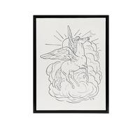 Artery8 Pegasus Flies In Front Of A Cloud Leo Gestel Black Framed Canvas Art in White | Size: W18" x H24" Artery8 White W18" x H24"