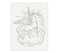 Artery8 Pegasus Flies In Front Of A Cloud Leo Gestel Wall Art Poster Print 12X16"