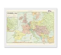 Artery8 Peltier 1914 Political Map Europe French Artwork Framed Wall Art Print A4