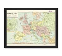 Peltier 1914 Political Map Europe French Artwork Framed Wall Art Print A4 Artery8 Black One Size