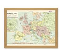 Peltier 1914 Political Map Europe French Artwork Framed Wall Art Print A4 Artery8 Light Oak One Size