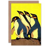 Artery8 Penguins Birthday Greetings Card in Yellow Artery8 Yellow