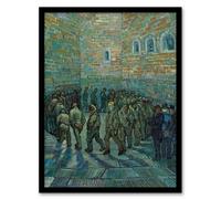 Artery8 Penitentiary Prisoners Exercising Van Gogh Framed Wall Art Print 12X16"