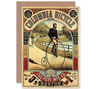 Artery8 Penny Farthing Bicycle Boston Usa Advertising Retro Greetings Card Artery8 Multicolor