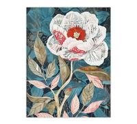 Artery8 Peony Flower White Red Bloom Artistic Design Living Room Large Wall Art Poster Print Thick Paper 18X24 Inch