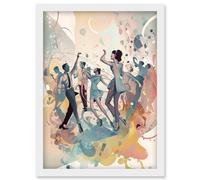 Artery8 People Dancing to Music on the Dancefloor Modern Soft Pastel Watercolour Painting Artwork Framed Wall Art Print A4