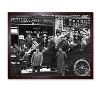 Artery8 People Filling Large Car Berlin Vintage Photograph Art Print Framed Poster Wall Decor 12x16 inch