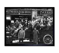 Artery8 People Filling Large Car Berlin Vintage Photograph Art Print Framed Poster Wall Decor 12x16 inch