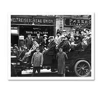 Artery8 People Filling Large Car Berlin Vintage Photograph Art Print Framed Poster Wall Decor 12x16 inch