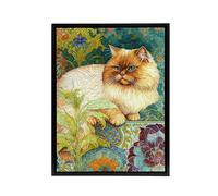 Artery8 Persian Cat With Floral Pattern Framed Canvas Wall Art Print | Size: W12" x H16" Artery8 Multicolor W12" x H16"