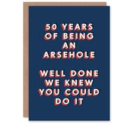 Artery8 Personalised 50 Year Old Being As*hole Funny Cheeky Rude 50th For Him Birthday Card