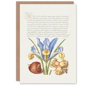 Artery8 Personalised Art Card Iris Flower and Hazelnut Model Book of Calligraphy