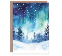 Artery8 Personalised Aurora Borealis Magical Snowy Winter For Him Or Her Art Christmas Card