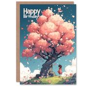 Artery8 Personalised Birthday Card Child and Blooming Cherry Blossom Tree For Her Gran Sister Niece Daughter Wife Woman Greeting Card