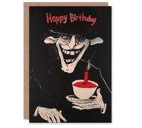 Artery8 Personalised Birthday Card Creepy Witch with Tea Candle Spooky Drawing For Him Man Male Dad Brother Son Papa Grandad Greeting Card