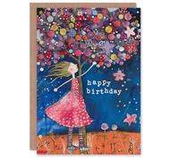 Artery8 Personalised Birthday Card Girl by Button Tree Art For Child Kids Son Daughter Greeting Card