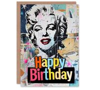 Artery8 Personalised Birthday Card Punk Marilyn Collage Bright Graffiti Icon Art For Him Her Man Woman Greeting Card