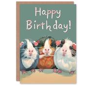Artery8 Personalised Birthday Card Three Cute Guinea Pig Pet Animals For Son Daughter Girl Boy Kids Happy Card