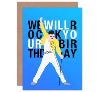 Artery8 Personalised Birthday Greeting Card Rock Your Birthday Queen Blue Freddie For Him Her