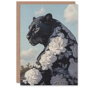 Artery8 Personalised Black Panther White Rose Flower Pattern Fur Coat For Her Woman Birthday Card