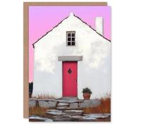 Artery8 Personalised Card Scottish White Bothy Cottage With Red Front Door For Him Or Her Art Birthday Card