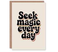 Artery8 Personalised Card Seek Magic Every Day Funky Retro Typography Inspirational Card