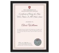 Artery8 Personalised Certificate Boyfriend Husband Man I Love A4 Black Framed Diploma Novelty Award Thank You Birthday Valentines Love Anniversary