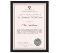 Artery8 Personalised Certificate Friend Lovely Human Goodness A4 Black Framed Diploma Novelty Award Thank You